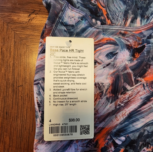 NWTLululemon Size 4 Women's Pants Leggings Base Pace High-Rise Tight 25" - Picture 4 of 9